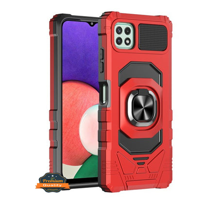 For Samsung Galaxy A22 5G Hybrid Magnetic Car Mount Ring Kickstand Stand Holder Full-Body Armor Protective [Military Grade]  Phone Case Cover