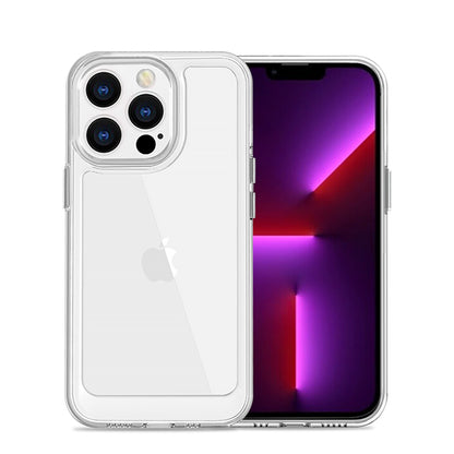 For Apple iPhone 14 Pro Max (6.7") Transparent Hybrid Silicone Rubber TPU and Hard PC Shockproof Tone Frame Bumper  Phone Case Cover