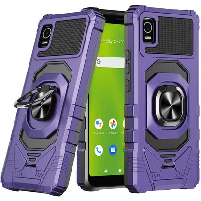 For Cricket Debut Smart Hybrid Dual Layer with Rotate Magnetic Ring Stand Holder Kickstand, Rugged Shockproof Protective  Phone Case Cover