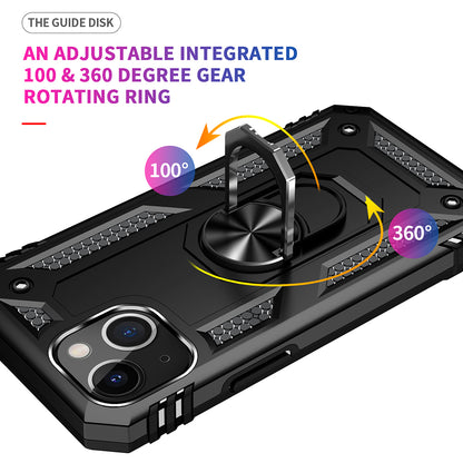For Apple iPhone 13 /Mini Pro Max Military Grade Heavy Duty Armor Protection Hybrid with Rotating Metal Ring Kickstand Finger Loop Stand  Phone Case Cover
