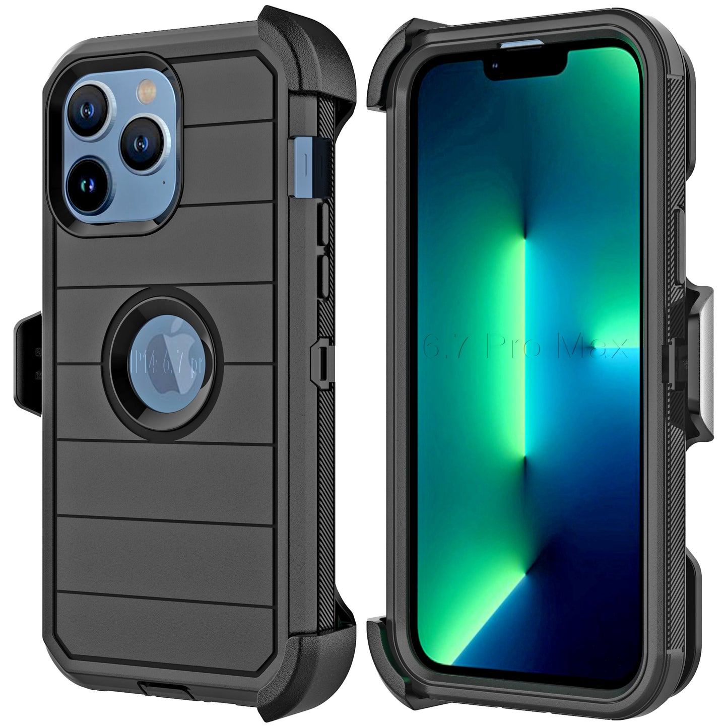 For Apple iPhone 14 /Pro Max Heavy Duty Hard PC + TPU Dual Protective Hybrid Combo Holster Belt Clip Stand  Phone Case Cover