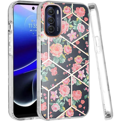 For Motorola Moto G Stylus 5G 2022 Fashion Floral IMD Design Flower Pattern Hybrid Hard PC Rubber TPU Slim Shockproof  Phone Case Cover