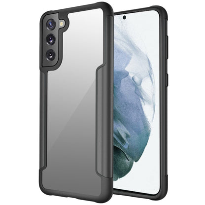 For Samsung Galaxy S22+ Plus Hybrid Aluminum Alloy Metal Clear Transparent Back PC TPU Bumper Frame Armor Shockproof Black Phone Case Cover
