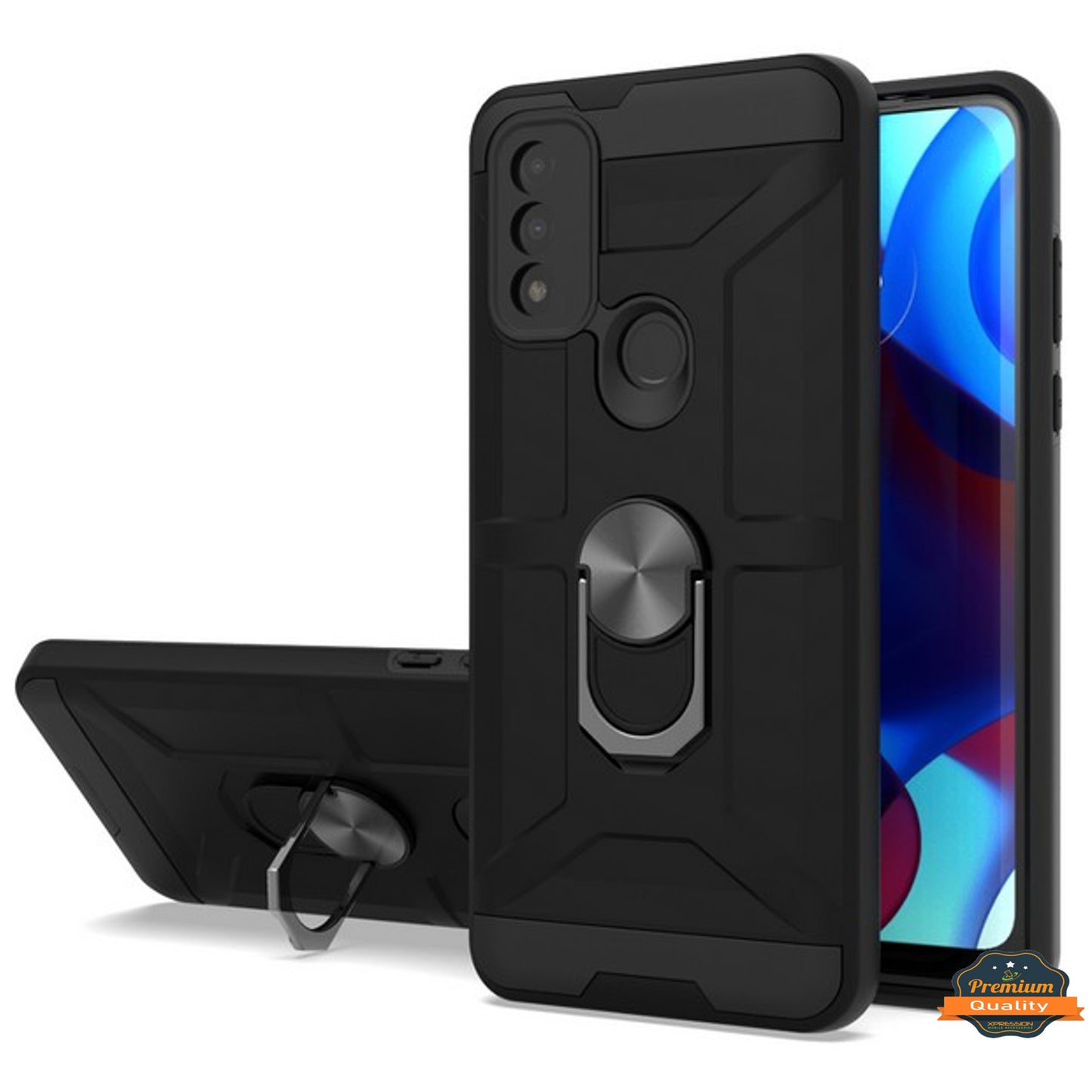 For Motorola Moto G Power 2022 Hybrid Ring Stand [360° Rotatable Ring Holder Magnetic Kickstand] Armor Shockproof Rubber TPU  Phone Case Cover