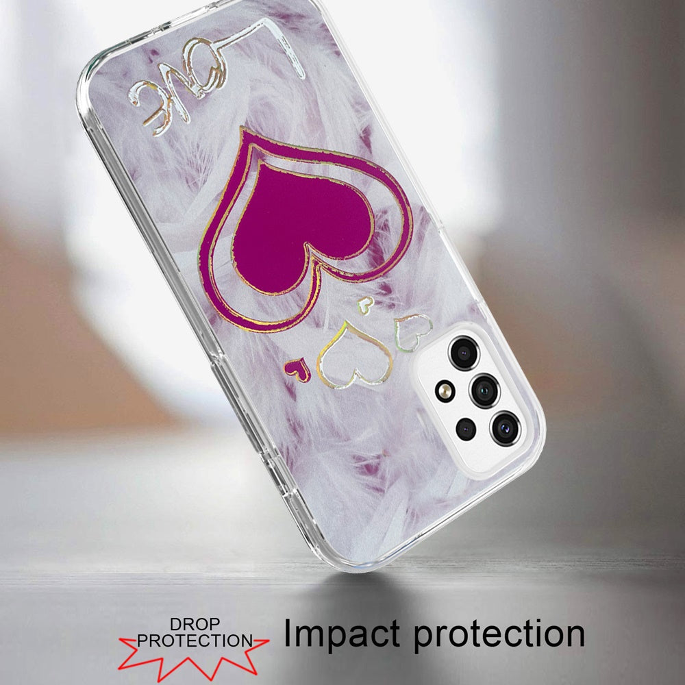 For Apple iPhone SE 3 (2022) SE/8/7 Stylish Gold Layer Printing Design Hybrid Rubber TPU Hard PC Shockproof Armor Love Phone Case Cover