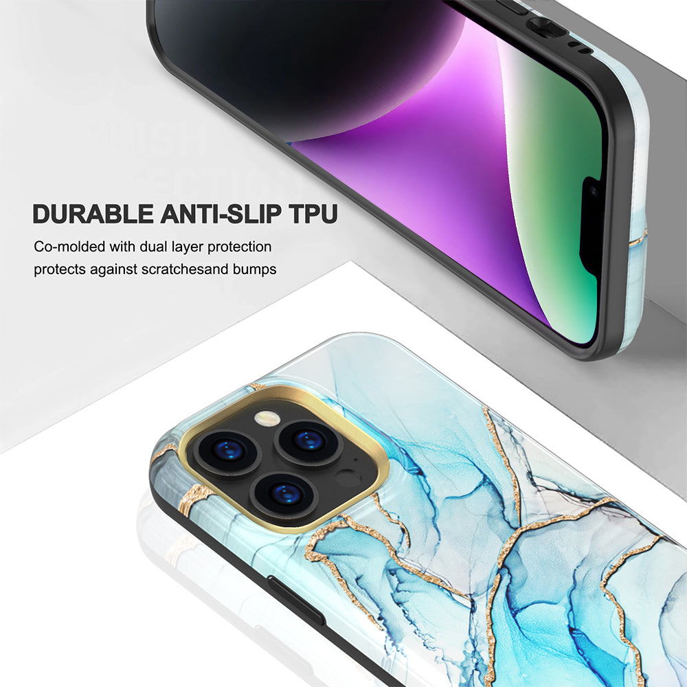 For Apple iPhone 14 /Plus Pro Max Eclipse Marble Galaxy IMD Design Glitter Sparkle Hybrid Rubber TPU Slim  Phone Case Cover