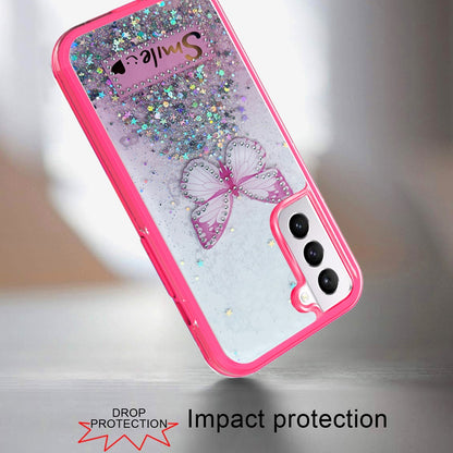 For Apple iPhone 14 /Plus Pro Max Butterfly Smile Glitter Bling Sparkle Epoxy Glittering Shining Hybrid Hard PC TPU Slim  Phone Case Cover