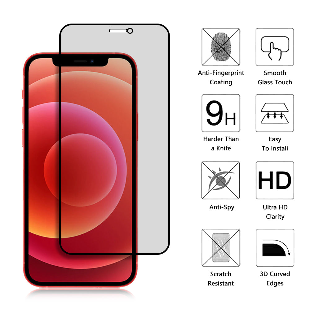 For Apple iPhone SE 3 (2022) Privacy Tempered Glass Screen Protector Full Coverage True Anti-spy Tempered Glass Protector Black Screen Protector