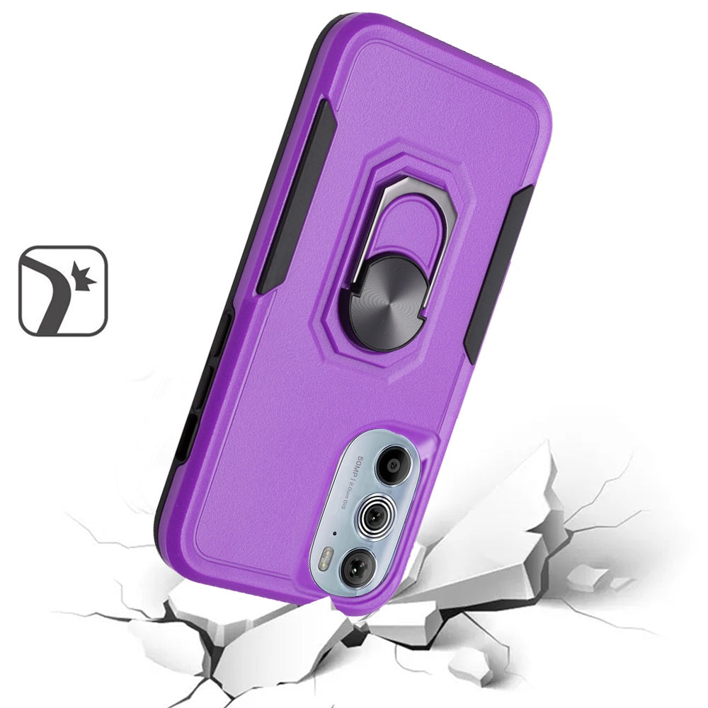 For Motorola Edge+ 2022 /Edge Plus Hybrid Rugged Hard Drop-Proof Protection Military Grade Armor with Metal Ring Stand  Phone Case Cover