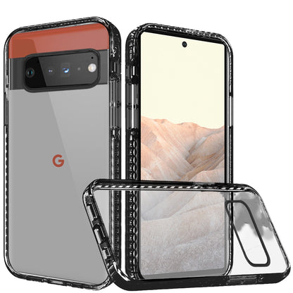 For Google Pixel 6 / Pro Crystal Transparent Rugged Shockproof Hybrid Hard PC + TPU Colorful Buttons Military Grade Protection Back  Phone Case Cover