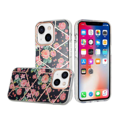 For Apple iPhone 14 Plus 6.7" Fashion Floral IMD Design Flower Pattern Hybrid Protective Hard Rubber TPU Slim Back  Phone Case Cover
