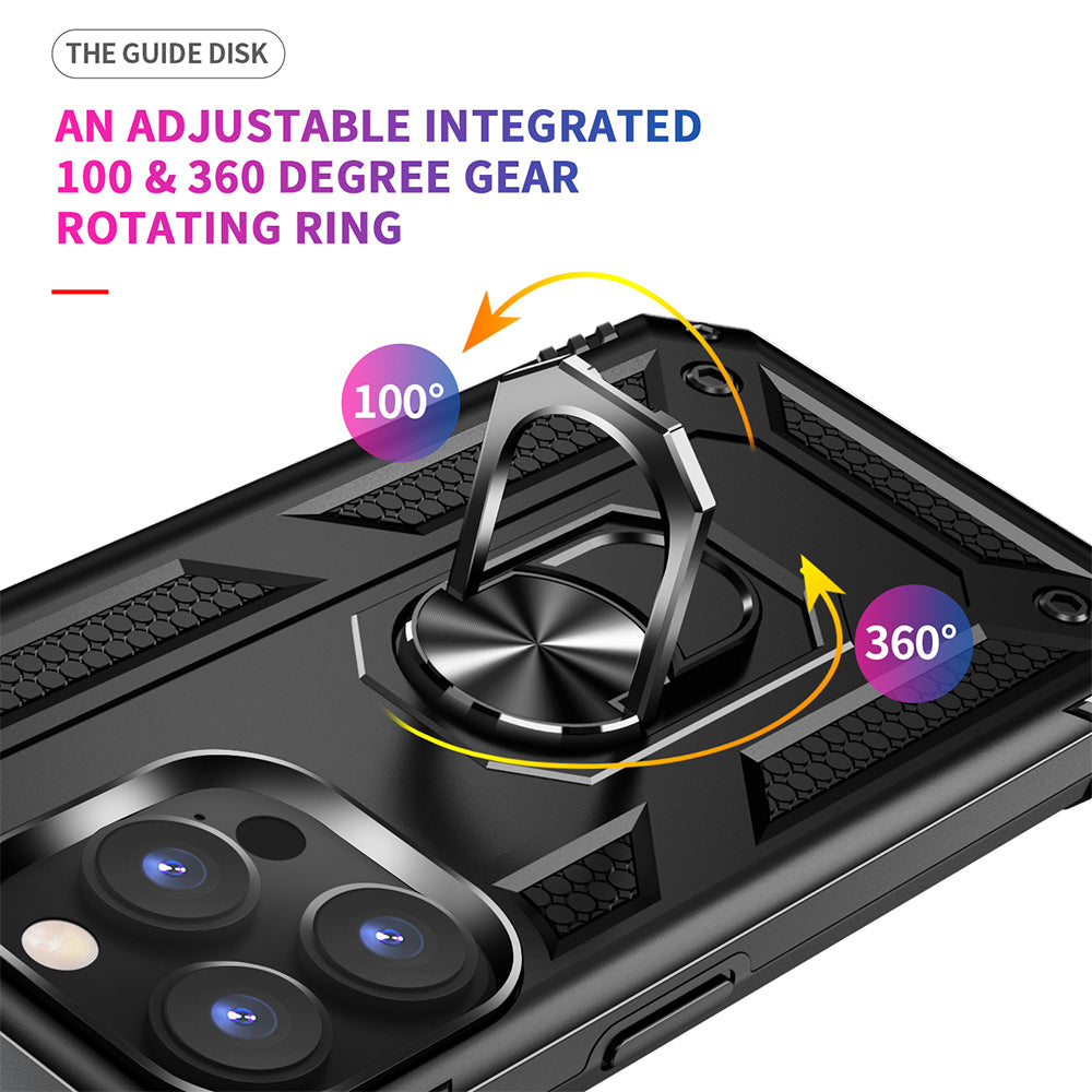 For Apple iPhone 14 /Plus Pro Max Hybrid Holster Combo Belt Clip Armor Rugged with Rotatable Ring Stand  Phone Case Cover