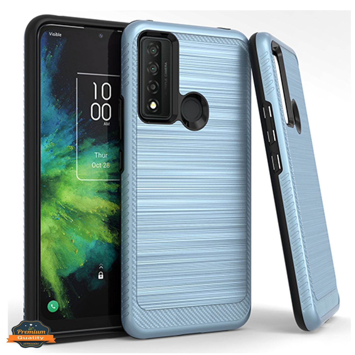 For TCL 20 XE Brushed Texture Rugged Carbon Fiber Design Hybrid Shockproof Dual Layers Hard PC + Soft TPU Protective  Phone Case Cover