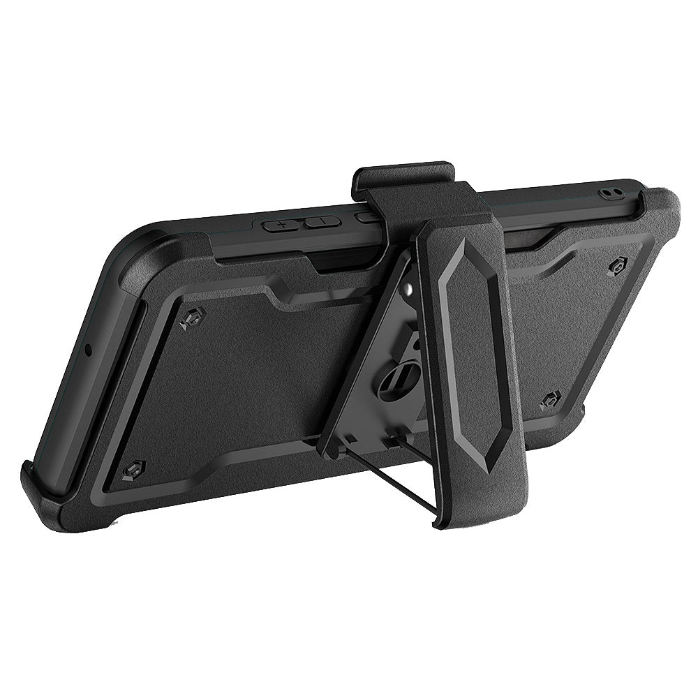 For Apple iPhone 14 Pro (6.1") Armor Belt Clip with Card Holder ID Slot, Holster, Kickstand Protective Heavy Duty Hybrid  Phone Case Cover