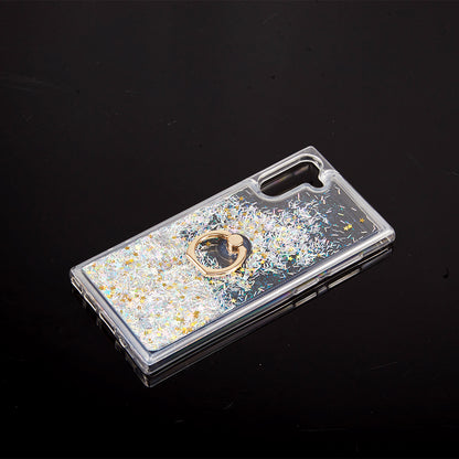 For Samsung Galaxy A13 5G Hybrid Bling Liquid Quicksand Glittering Sparkle TPU Rubber PC with Ring Stand Holder Kickstand  Phone Case Cover
