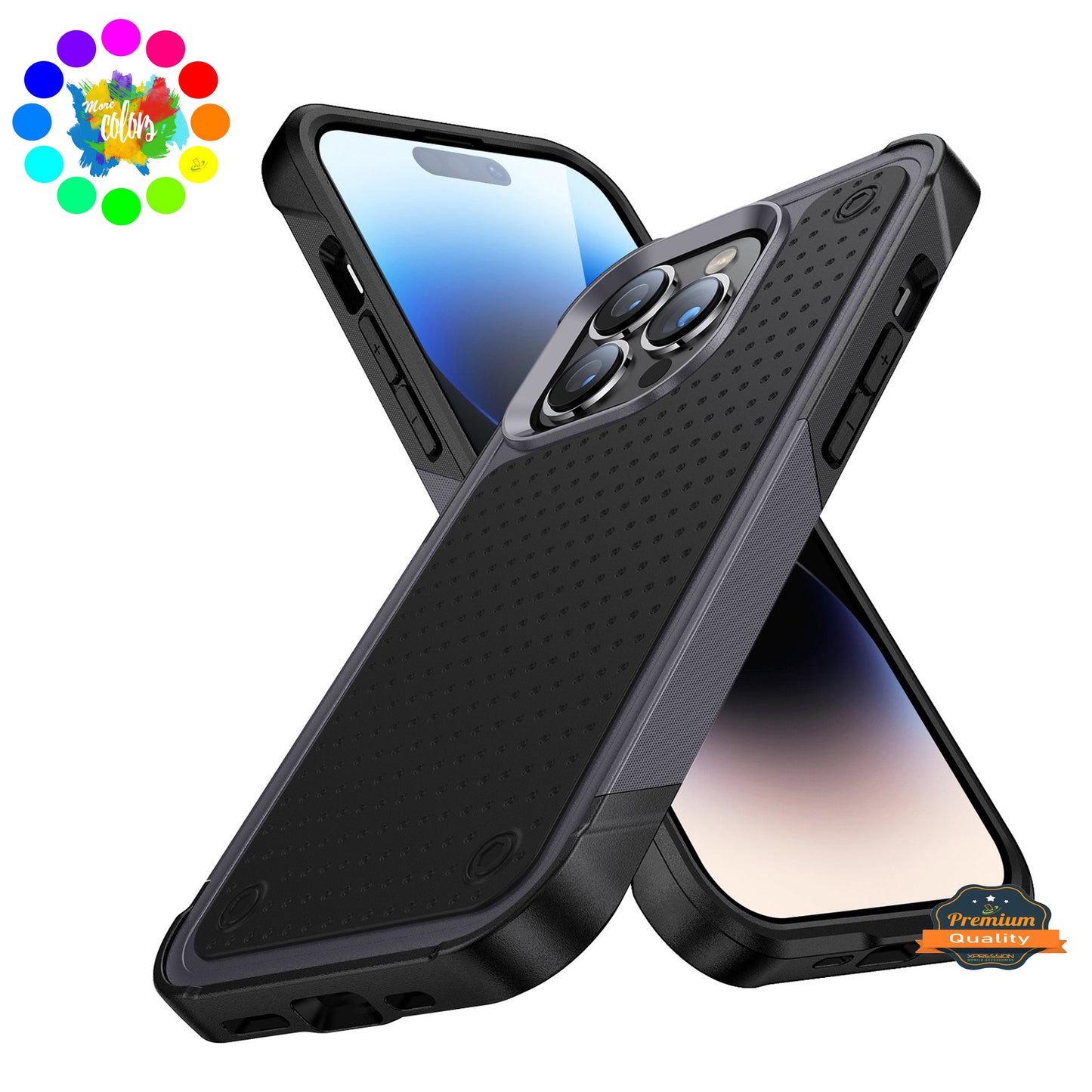 For Apple iPhone 14 /Plus Pro Max Heavy Duty Hybrid Armor Rubber TPU Hard Drop Proof Dot Rugged Tough Durable  Phone Case Cover