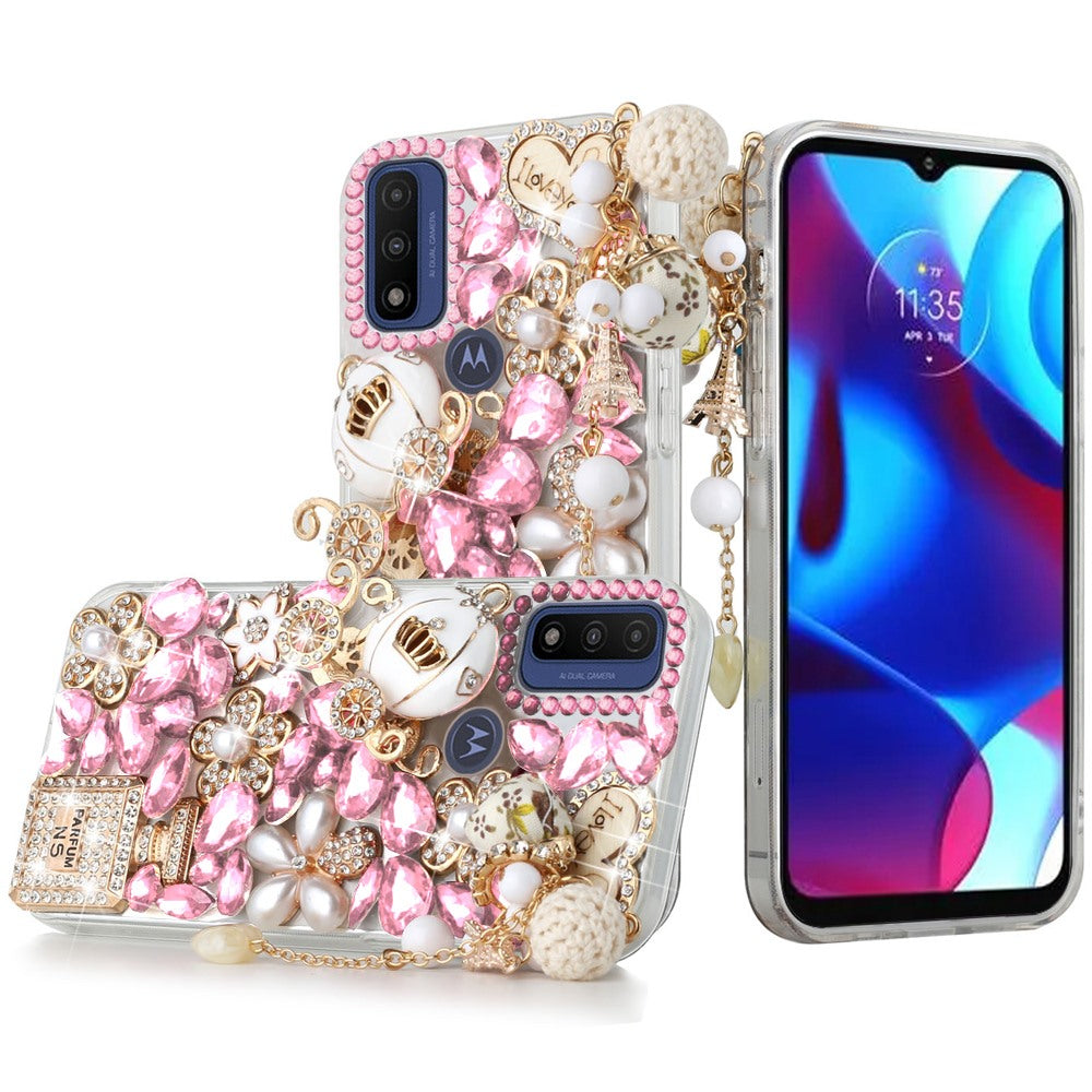 For Motorola Moto G Power 2022 Bling Clear Crystal 3D Full Diamonds Luxury Sparkle Transparent Rhinestone Hybrid Bumper  Phone Case Cover