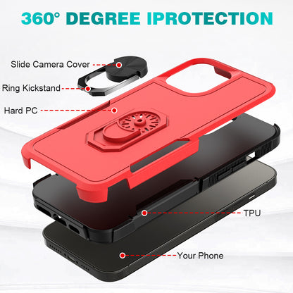 For Samsung Galaxy A53 5G Hybrid Rugged Hard Drop-Proof 3 Layer Protection Military Grade Armor with Metal Ring Stand  Phone Case Cover