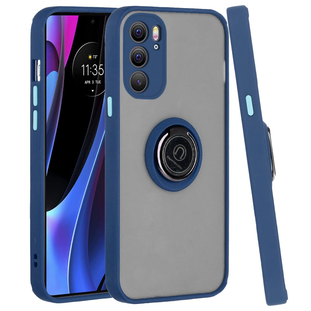 For Motorola Edge+ 2022 /Edge Plus Hybrid Protective PC Shockproof with 360° Rotation Ring Magnetic Stand & Covered Camera  Phone Case Cover