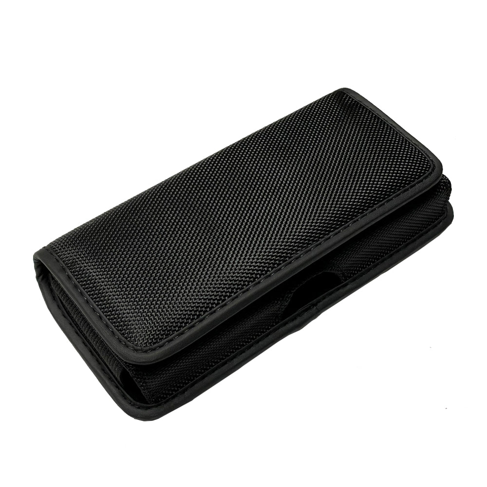 Universal Cell Phone Holster with Belt Clip & Card Slot Canvas Horizontal Pouch Waist Carrying Case Fit Apple iPhone 14/13/12 Pro Max 6.7" & Most Phone XL [6.57 x 3.35 x 0.6 in] Universal Canvas Pouch [Black]