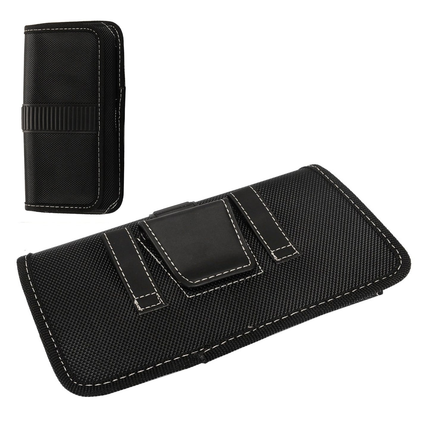 For Nokia C200 Rugged Canvas Cellphone Belt Clip Cover Holster Pouch Holder with Belt Loops Universal Horizontal Carrying Case [Black]