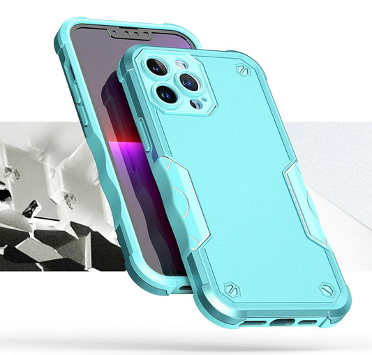 For Apple iPhone 14 Pro (6.1") Tough Shockproof Hybrid Heavy Duty Dual Layer TPU Bumper Rugged Rubber Defend Armor Teal Blue Phone Case Cover
