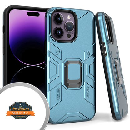 For Apple iPhone 14 Plus /Pro Max Hybrid Heavy Duty Armor Protective Bumper with 360° Degree Ring Holder Kickstand  Phone Case Cover