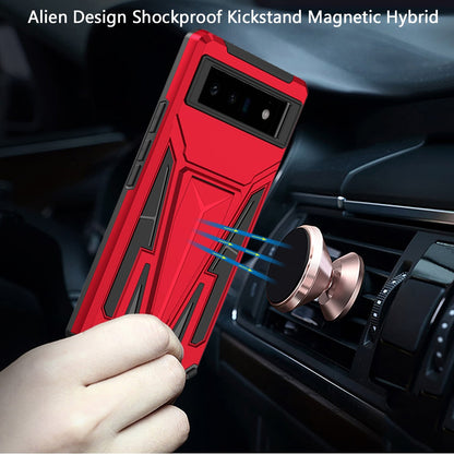 For Samsung Galaxy A23 5G Heavy Duty Protection Hybrid Built-in Kickstand Rugged Shockproof Military Grade Dual Layer Red Phone Case Cover