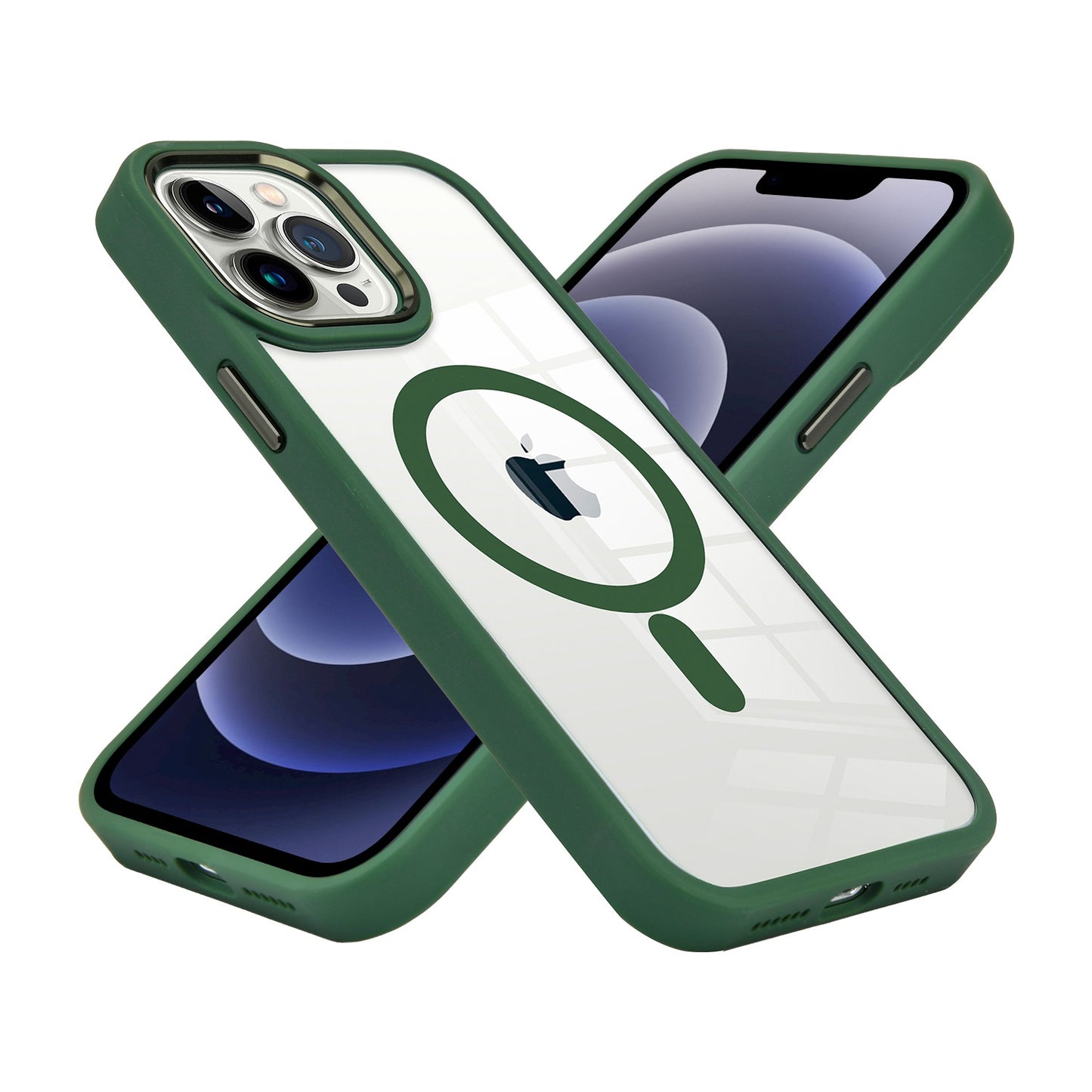 For Apple iPhone 13 /Pro Max 6 Transparent Greatest Clear Acrylic Color Frame Thick Metal Button Hybrid TPU Hard  Phone Case Cover
