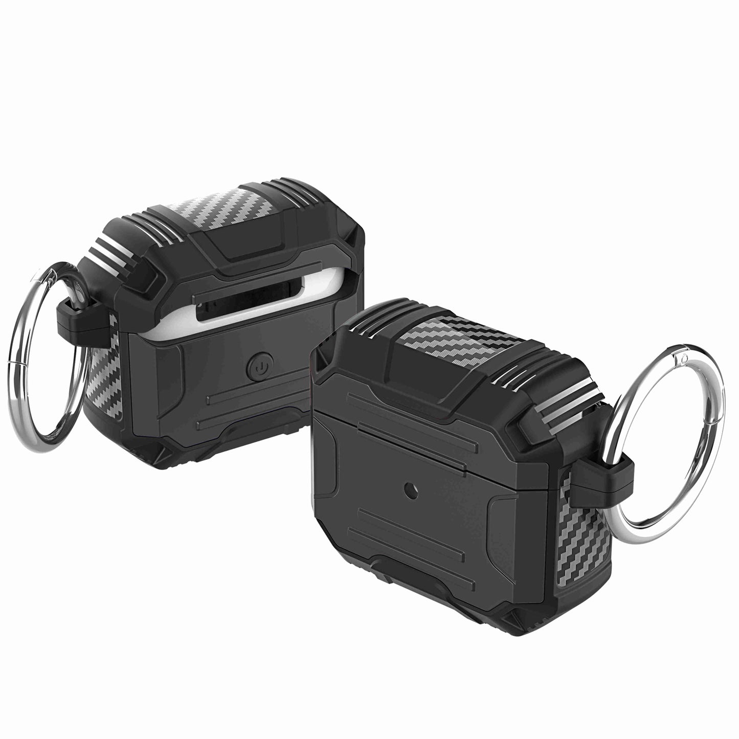 For Apple AirPods 2 & 1 Full-Body Rugged ShockProof Hybrid With Metal Hook Carabiner Heavy Duty Armor Protective Case Cover