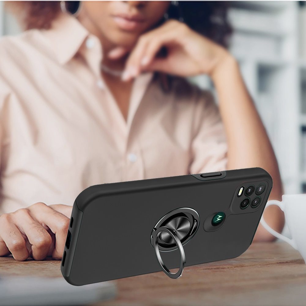 For Motorola Moto G Stylus 5G 2021 Hybrid 360 Rotatable Invisible Ring Stand Holder Fit Magnetic Car Mount Shockproof Slim  Phone Case Cover