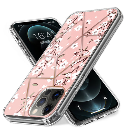 For Apple iPhone 14 Pro (6.1") Fashion Art Floral IMD Design Beautiful Flower Pattern Hybrid Rubber Slim Back  Phone Case Cover