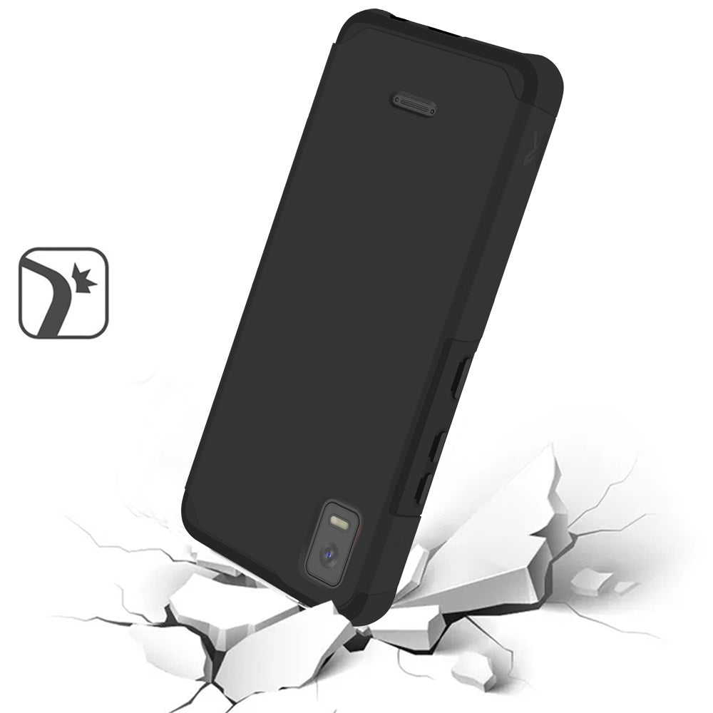 For Cricket Debut Smart Slim Shock Absorption 2in1 Tough Hybrid Dual Layer Hard PC TPU Rubber Frame Armor Defender  Phone Case Cover