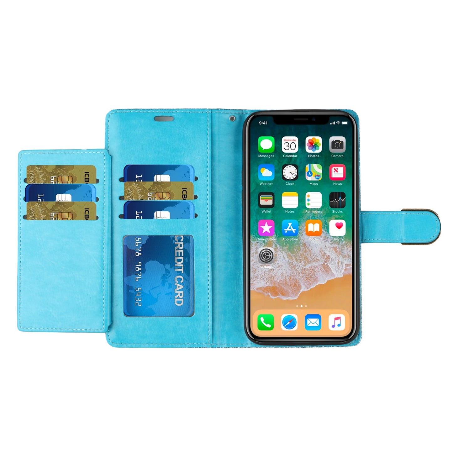 For Apple iPhone XR Wallet Bow Glitter Bling Ornament Shimmer with Credit Card Slot Pocket & Lanyard Strap  Phone Case Cover