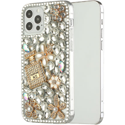 For Apple iPhone XR Bling Clear Crystal 3D Full Diamonds Luxury Sparkle Transparent Rhinestone Hybrid Bumper  Phone Case Cover