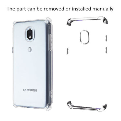 For Samsung Galaxy J3 V /J3 3rd Gen /Galaxy Express Prime 3 Slim Hybrid Transparent Rubber Gummy Hard PC Silicone Electroplating Clear / Silver Phone Case Cover
