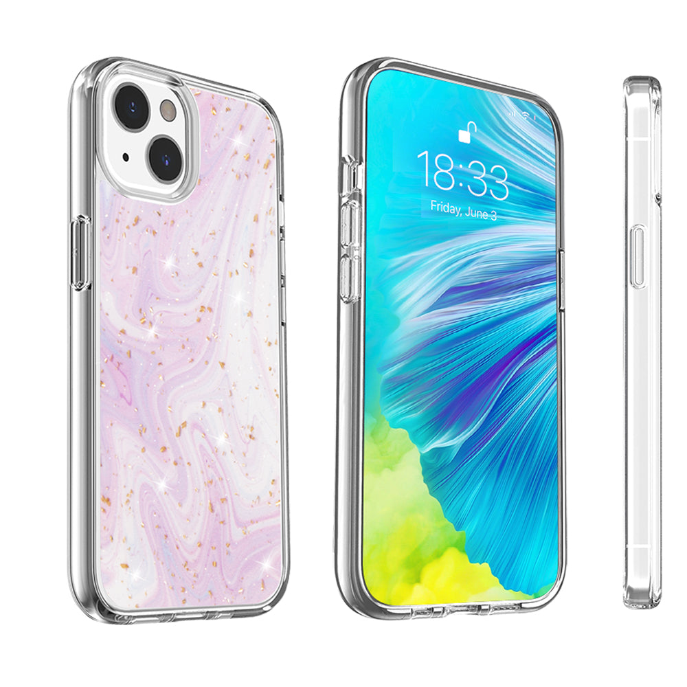 For Apple iPhone 14 /Plus Pro Max Fashion Marble Galaxy Design Pattern Bling Sparkle Hybrid Shockproof Rubber  Phone Case Cover