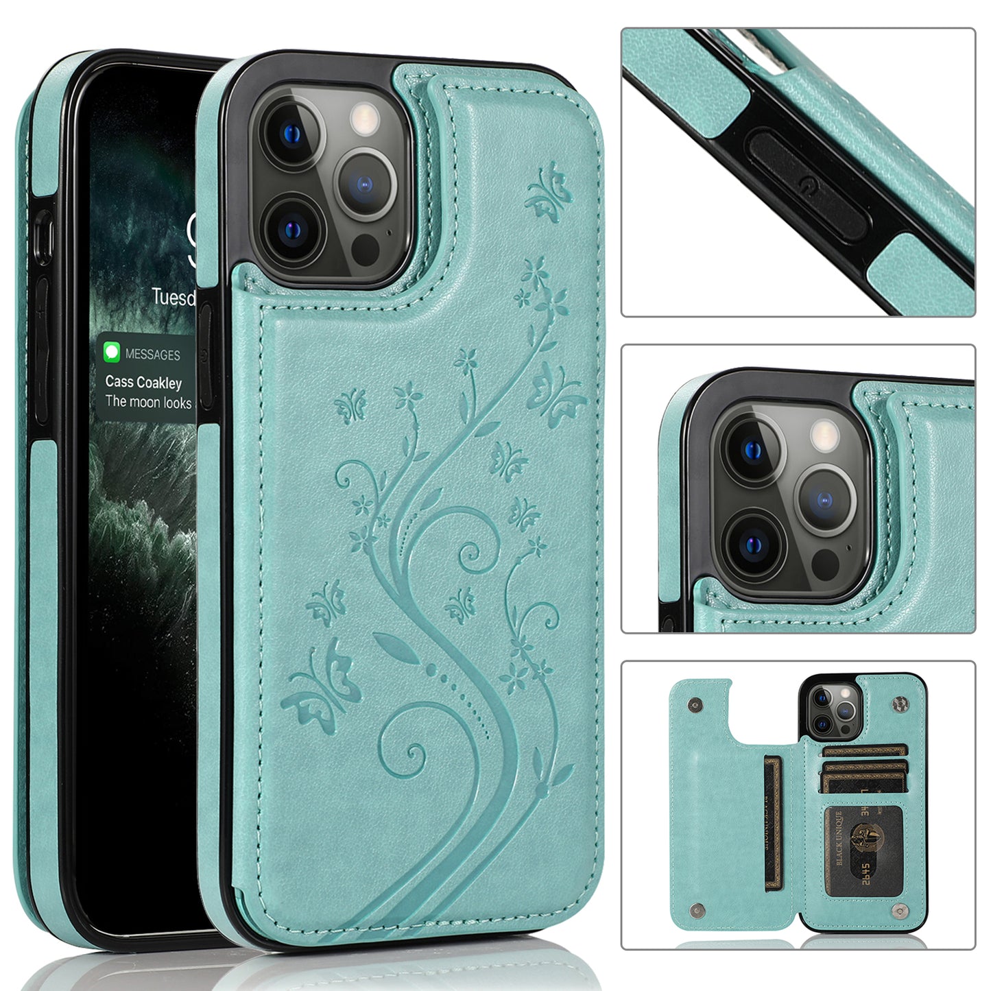For Apple iPhone 14 Pro (6.1") Luxury Wallet PU Leather [Two Magnetic Clasp] [Card Slots] Stand Back Storage Flip  Phone Case Cover