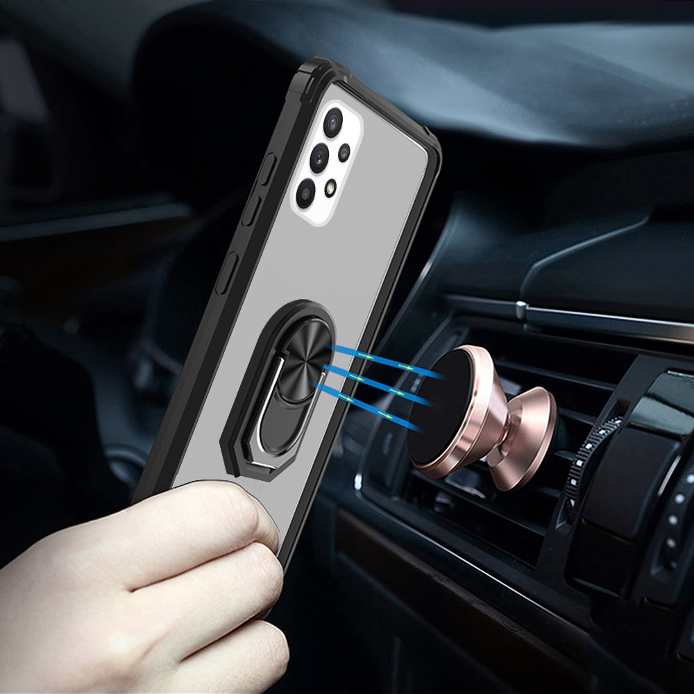 For Samsung Galaxy A53 5G Clear Silicone Shockproof Hybrid Protection Cover Transparent TPU with Magnetic Ring Kickstand  Phone Case Cover