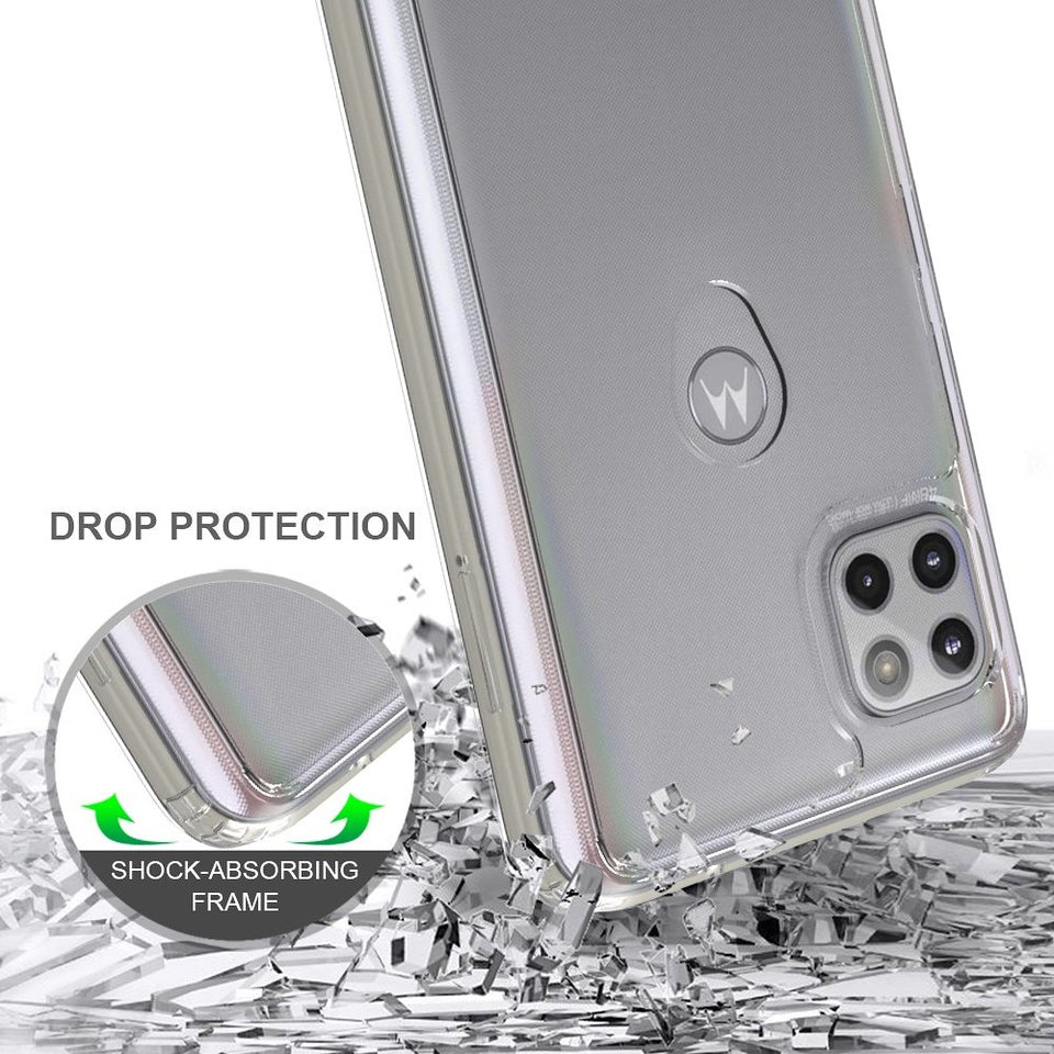 For Apple iPhone 14 Pro Max (6.7") Hybrid Slim Clear Transparent Shock-Absorption Bumper with TPU + Hard PC Back Frame Clear Phone Case Cover