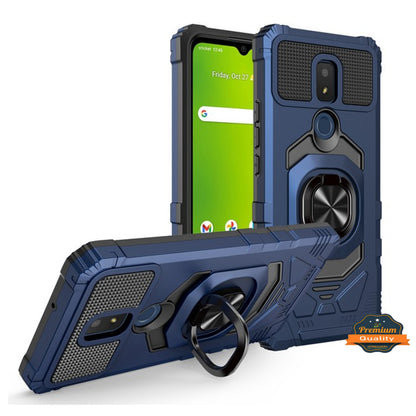 For AT&T Motivate 2 Hybrid Magnetic Car Mount 360° Rotating Ring Kickstand Stand Holder Armor Protective [Military Grade]  Phone Case Cover