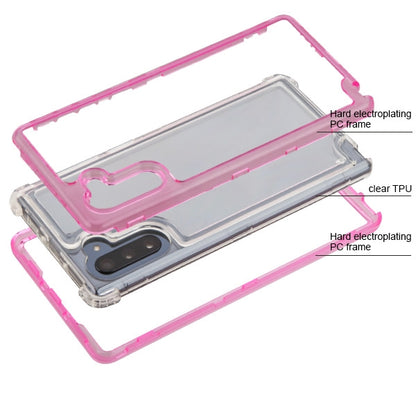 For Samsung Galaxy Note 10 (6.3) Clear Transparent Hybrid Three Layer Hybrid Hard PC Shockproof Heavy Duty TPU Rubber Pink Phone Case Cover
