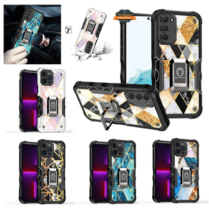 For Samsung Galaxy A23 5G Marble Stone Design Hybrid Armor with Magnetic Ring Stand Kickstand Heavy Duty Rugged  Phone Case Cover