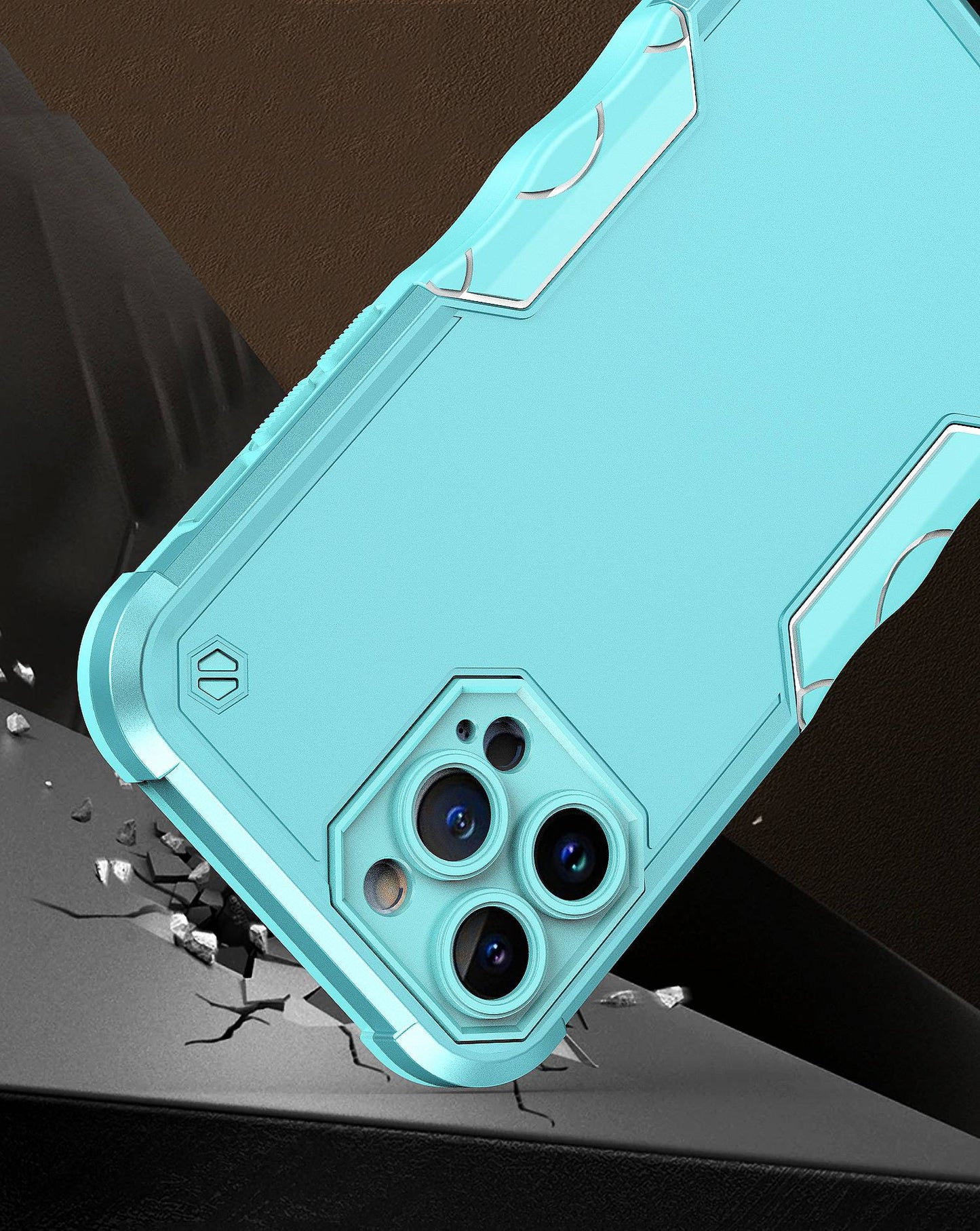 For Apple iPhone 14 Pro (6.1") Tough Shockproof Hybrid Heavy Duty Dual Layer TPU Bumper Rugged Rubber Defend Armor Teal Blue Phone Case Cover