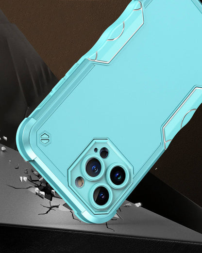For Apple iPhone 14 Pro (6.1") Tough Shockproof Hybrid Heavy Duty Dual Layer TPU Bumper Rugged Rubber Defend Armor Teal Blue Phone Case Cover