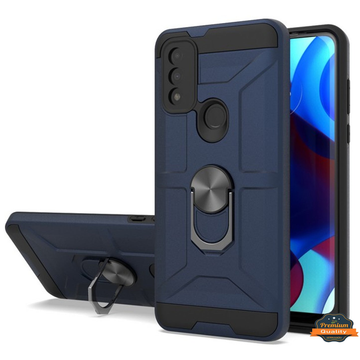For Motorola Moto G Power 2022 Hybrid Ring Stand [360° Rotatable Ring Holder Magnetic Kickstand] Armor Shockproof Rubber TPU  Phone Case Cover