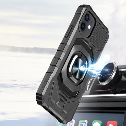 For Cricket Dream 5G Hybrid Dual Layer with Rotate Magnetic Ring Stand Holder Kickstand, Rugged Shockproof Anti-Scratch Black Phone Case Cover