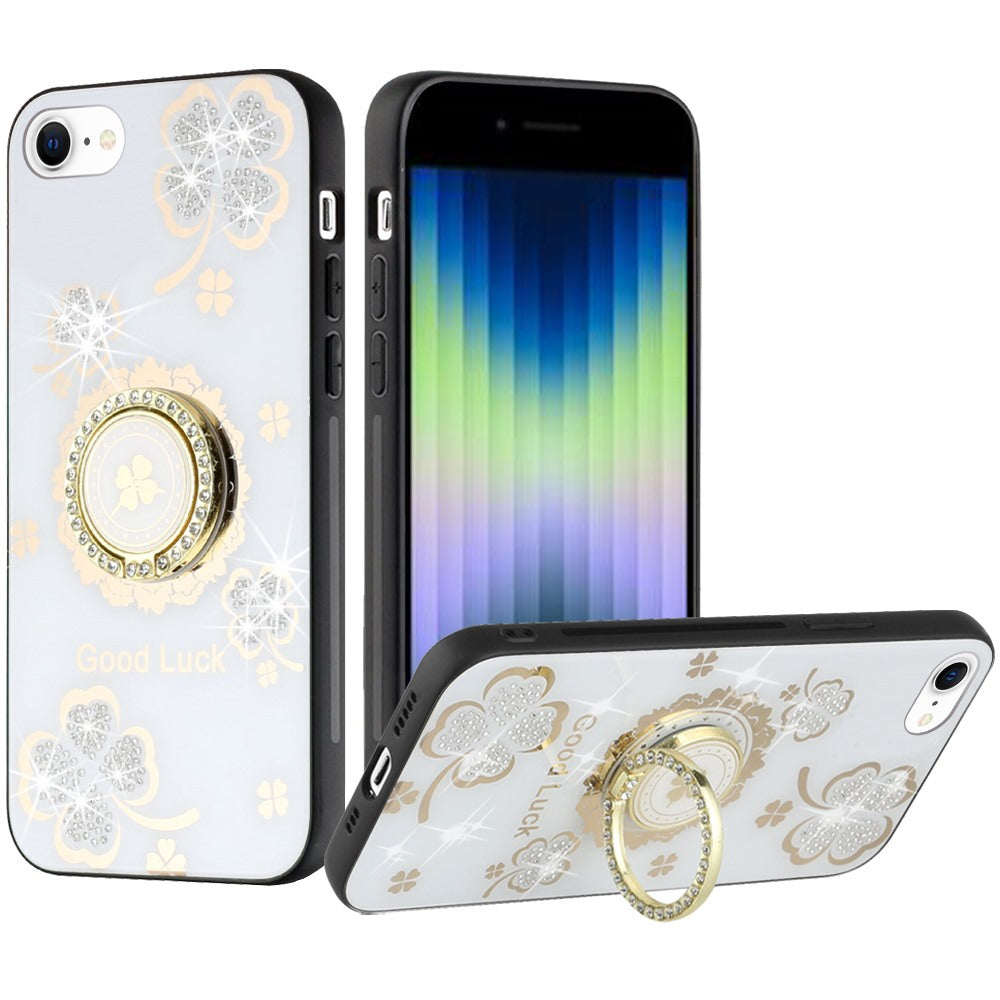 For Apple iPhone 14 Plus (6.7") Diamond 3D Bling Sparkly Glitter Ornaments Engraving Hybrid Ring Stand Fashion  Phone Case Cover