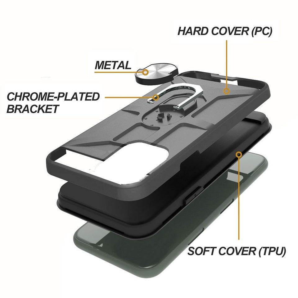 For Samsung Galaxy A03s (2022) Hybrid Ring Stand [360° Rotatable Ring Holder Magnetic Kickstand] Armor Shockproof Rubber TPU Hard  Phone Case Cover