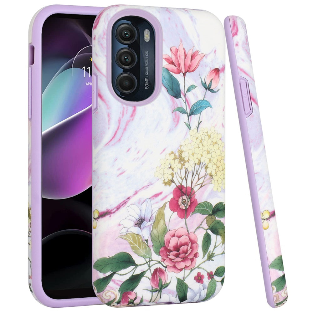 For Motorola Moto G 5G 2022 Bliss Floral Stylish Design Hybrid Rubber TPU Hard Shockproof Armor Slim  Phone Case Cover